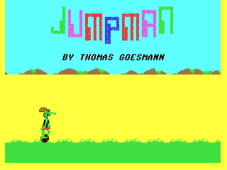 Jumpman title screen for Commodore 64